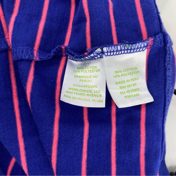 Lilly Pulitzer Pink Blue Striped Pearl Dress Long Sleeve XXS Cotton - Picture 4 of 6